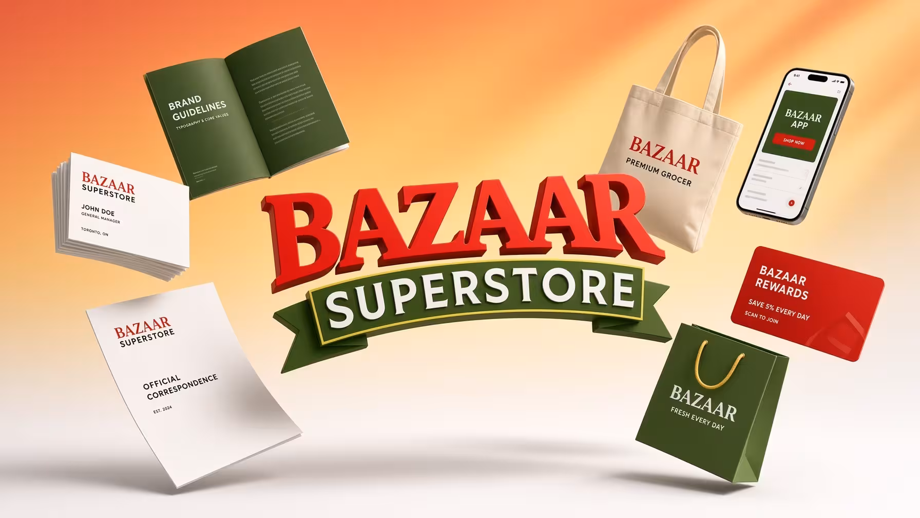 Bazzar superstore brand identity and campaign materials